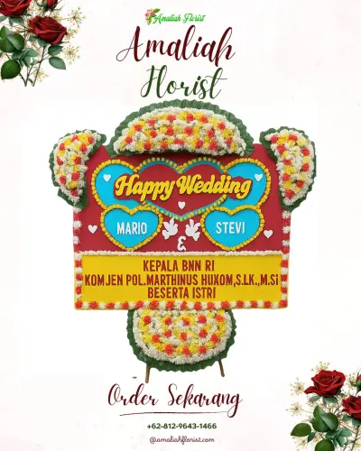 Karangan Papan Bunga Pernikahan di Taraju